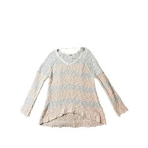 Free People Open-Knit Crochet Sweater Long Sleeve Women Medium